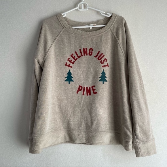 C&C California beige long sleeve crew neck Feeling Just Pine sweatshirt - Picture 1 of 7